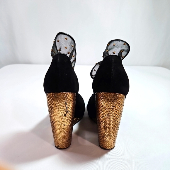 Marc Jacobs Vintage Block Wedge Cutout Black Suede shoes size 38.5 (8.5) - Picture 5 of 7